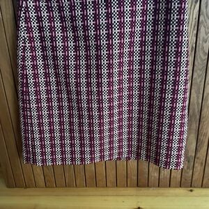 Ann Taylor Red and White Midi Pencil Skirt